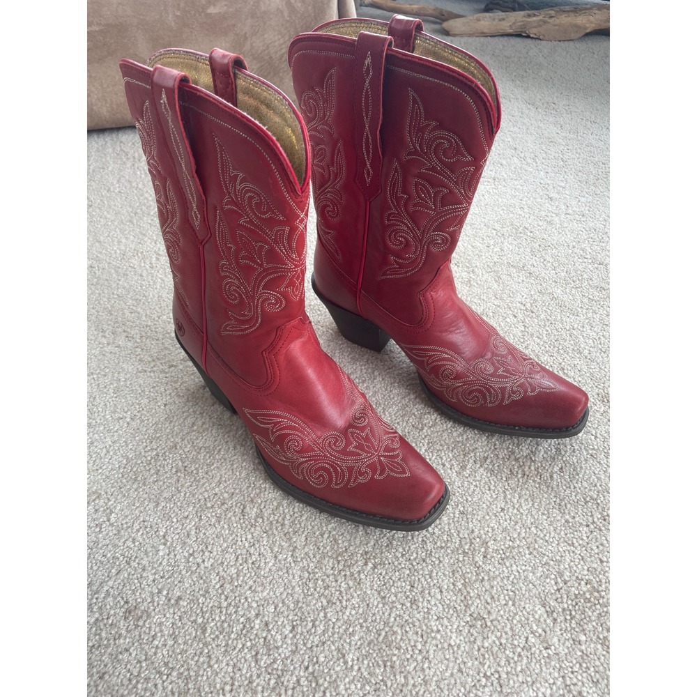 Ariat Heritage Western Red Leather Cowgirl Boots Square Toe 10025153 Womens 8.5B
